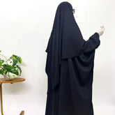 Black Kaftan Abaya Khimar Set